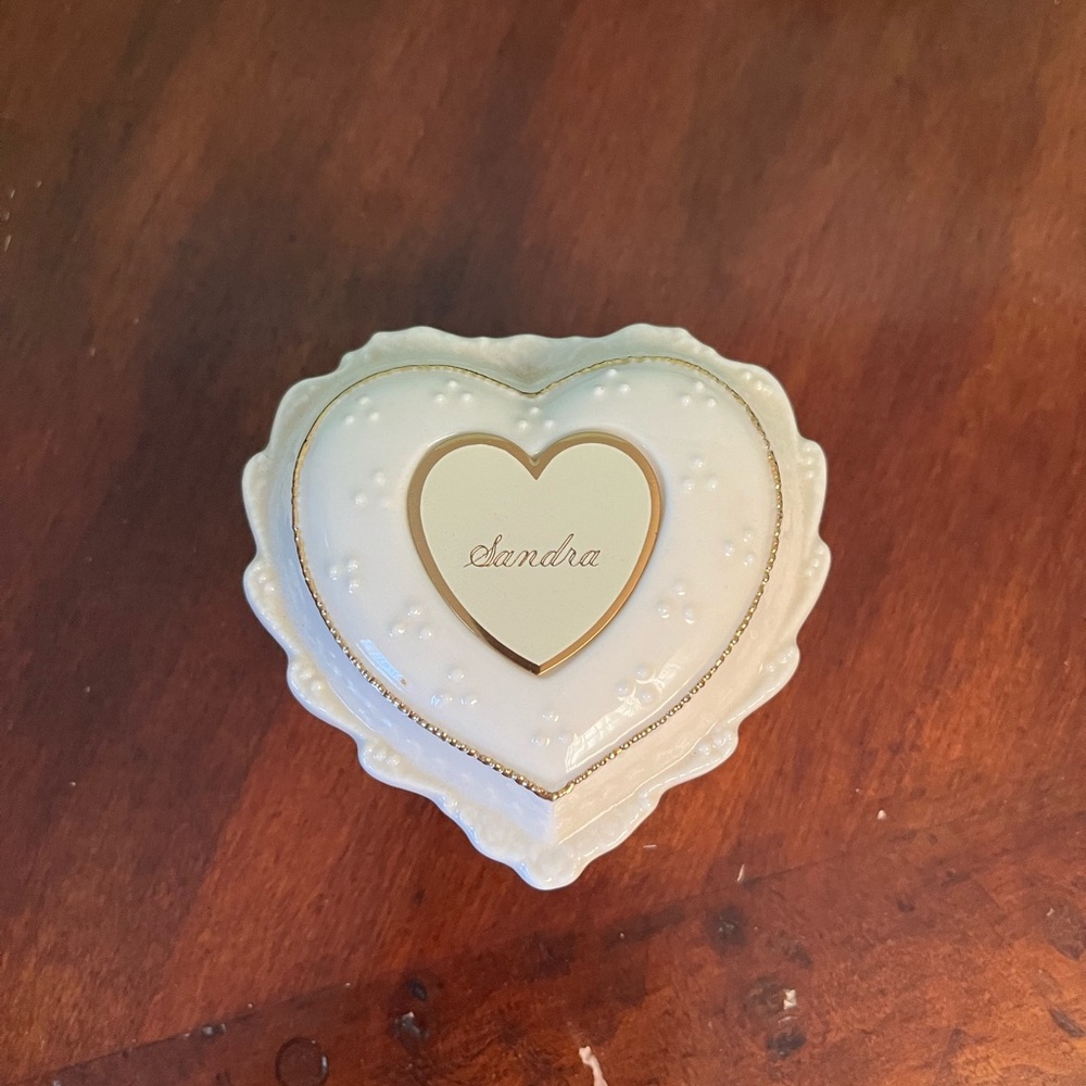 Heart-Shaped White and Gold Keepsake Box